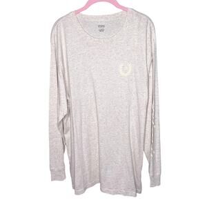 Victoria's Secret PINK Cotton Long Sleeve Campus Tee Heather Oatmeal Size Large